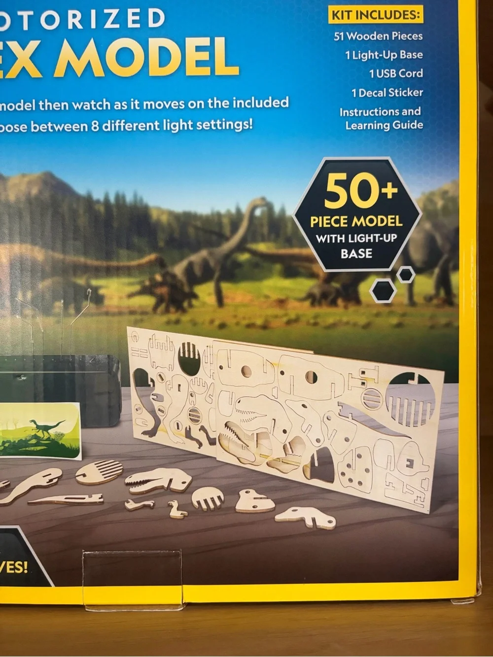✨$25✨NEW National Geographic Motorized T. Rex 3D Wood Puzzle with Light-up Base